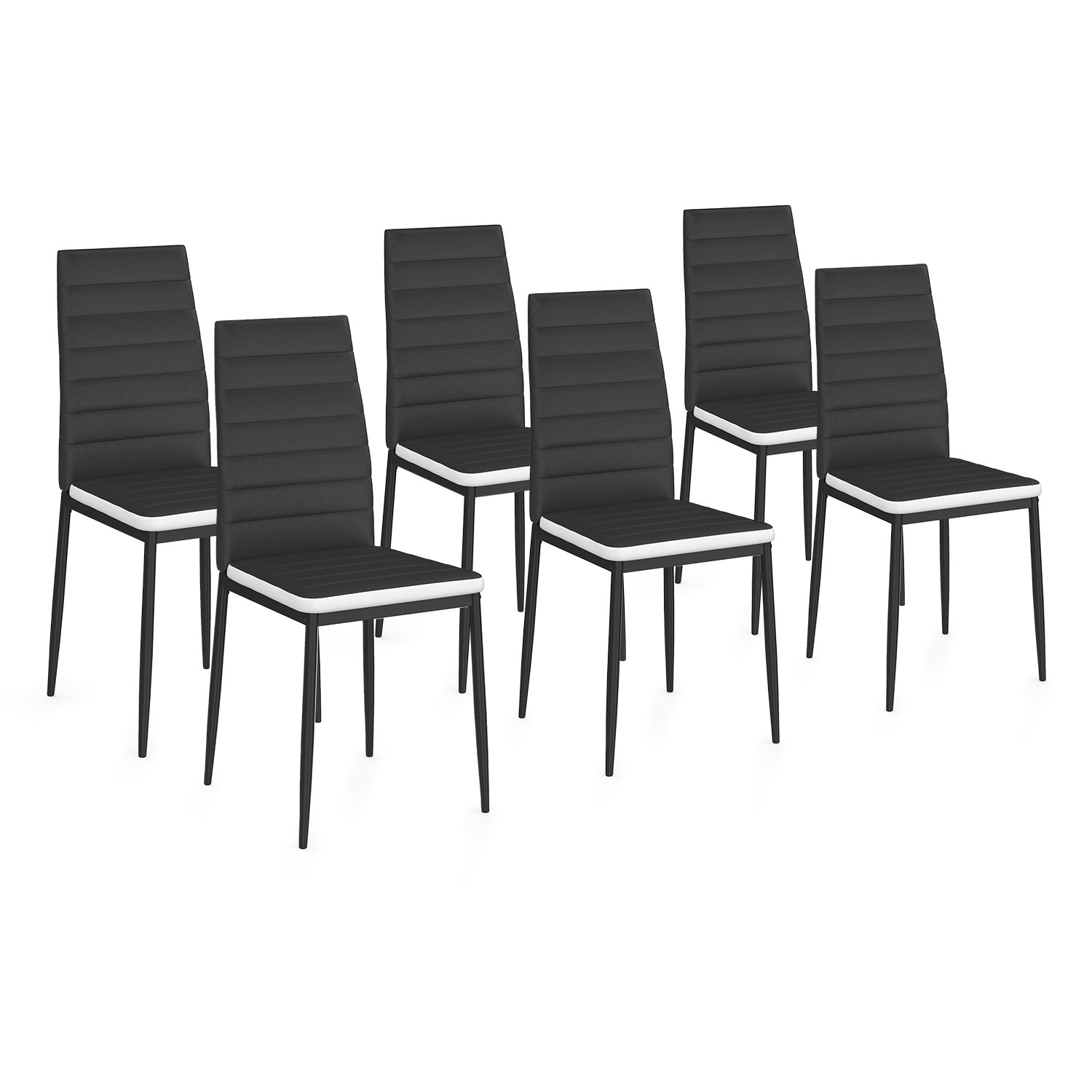 Chaises de salle à manger noires et blanches ROMANE