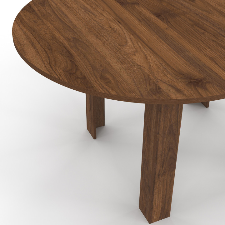 Table à manger extensible ronde DONA 4-8 personnes noyer 110-150 cm