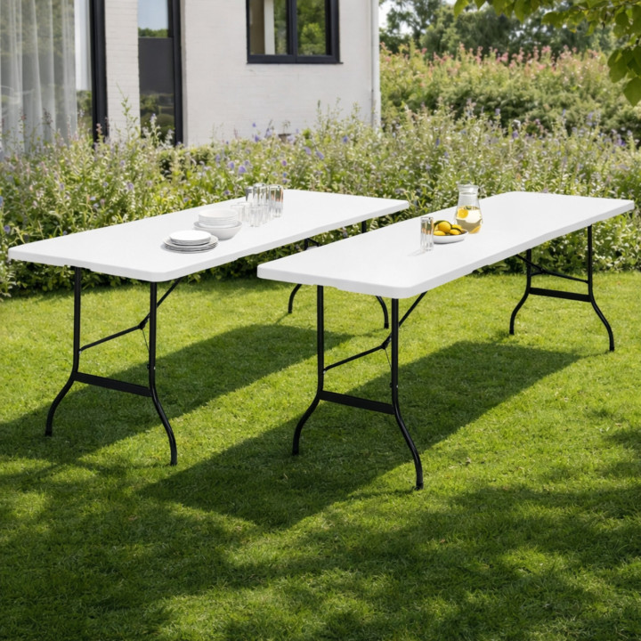 Lot de 2 tables pliantes portables 180 CM pour camping ou réception