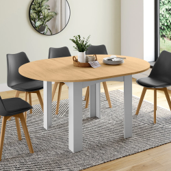 Ronde uitschuifbare eettafel 4-8 personen wit beukenfineer 110-150 cm - DONA | ID Market