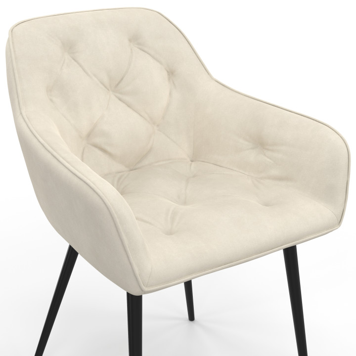 Set beige eetkamerstoelen en tafel fauteuils - LYA | IDMarket