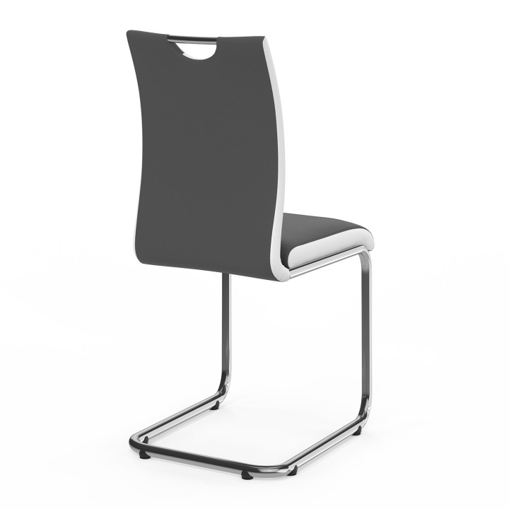 Lot de 4 chaises PIA grises et blanches pour salle à manger