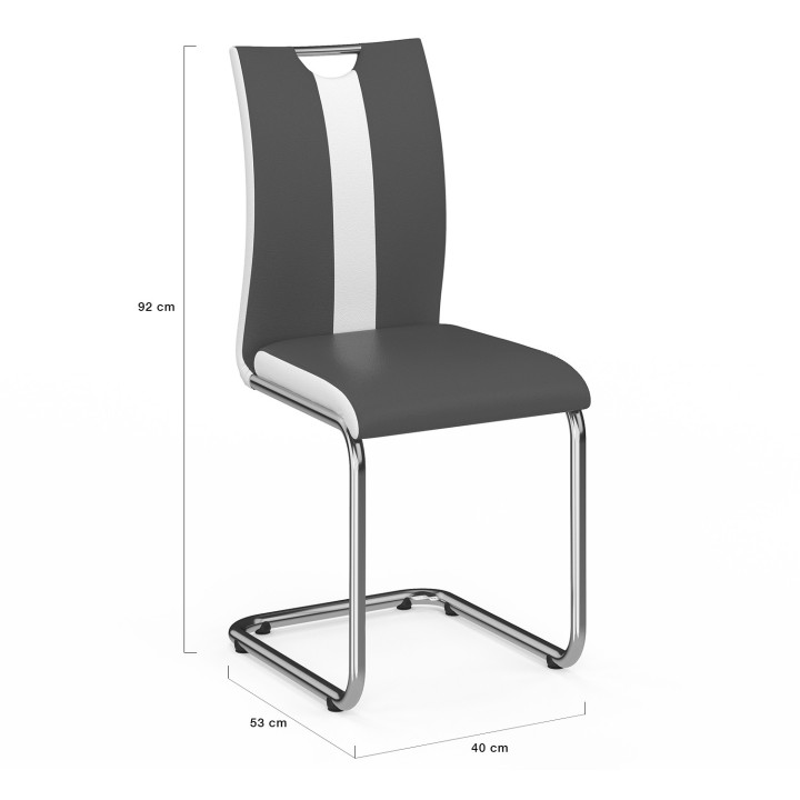 Set 4 grijs-witte stoelen met metalen poten - PIA | ID Market