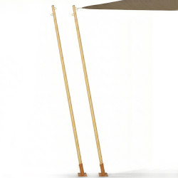Set di 2 alberi per vele ombreggianti effetto legno H.220 cm con pali e basi in acciaio