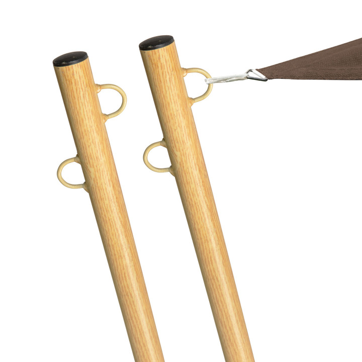 Lot de 2 mâts de fixation effet bois pour voile d'ombrage H.220 cm poteaux et bases acier