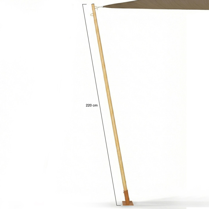 Juego de 2 mástiles de efecto madera para velas de sombra H.220 cm con postes y bases de acero