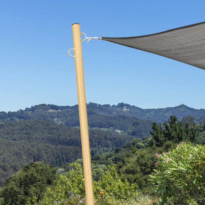 Set di 2 alberi per vele ombreggianti effetto legno H.220 cm con pali e basi in acciaio