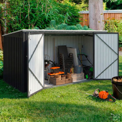 Caseta de jardín metálica XXL, gris antracita, con cerradura, multialmacén para bicicletas, herramientas, cubos, etc