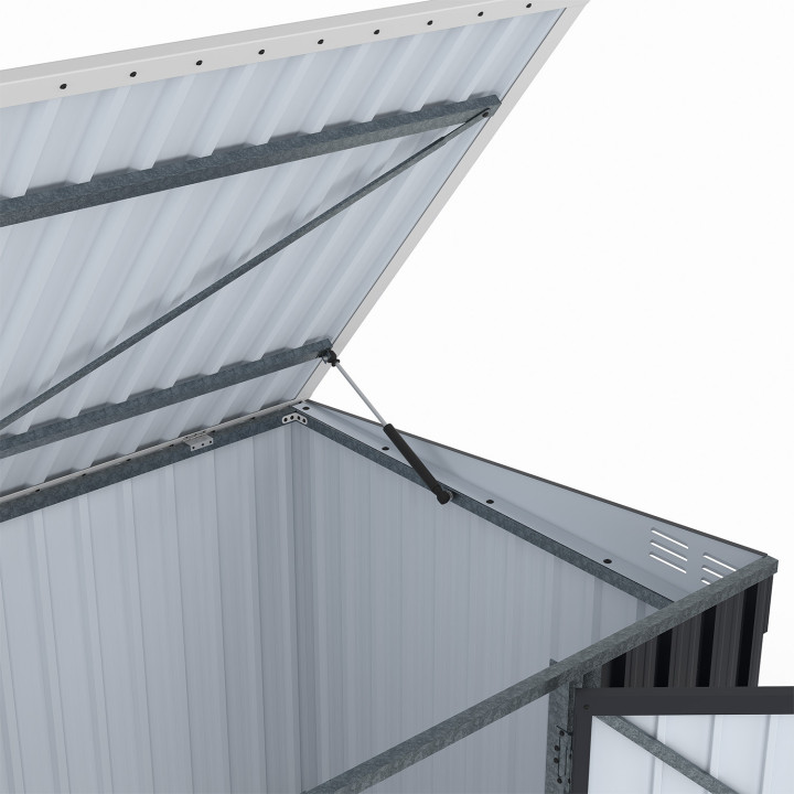 Abri de jardin XXL en métal gris anthracite verrouillable multi-rangement pour stockage vélos, outils, poubelles