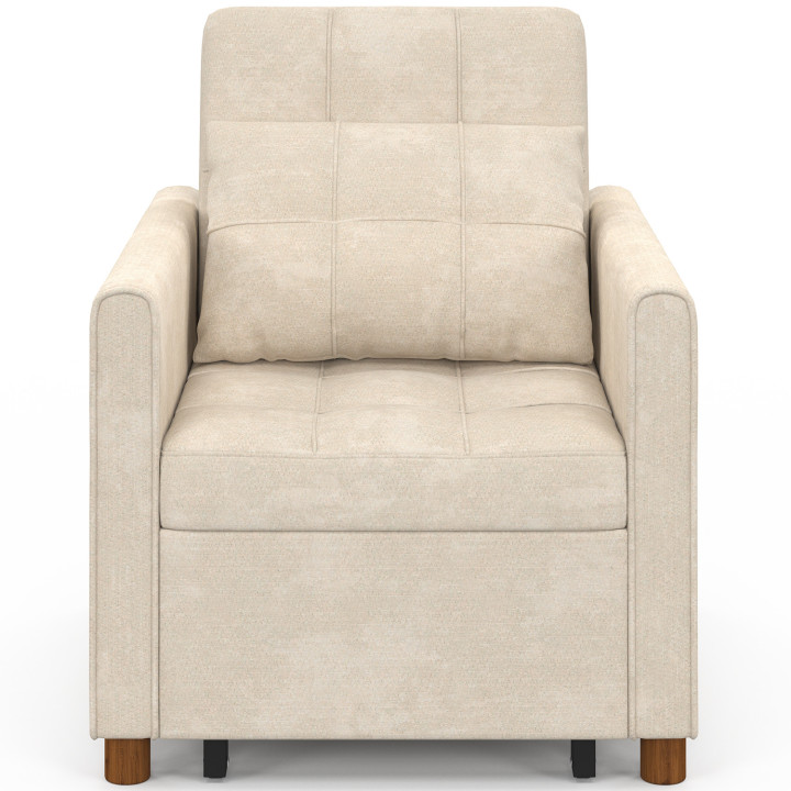 Divano letto EMILE 1 posto 69 x 170 cm in ciniglia beige