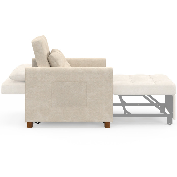 Divano letto EMILE 1 posto 69 x 170 cm in ciniglia beige