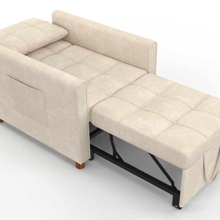 Divano letto EMILE 1 posto 69 x 170 cm in ciniglia beige
