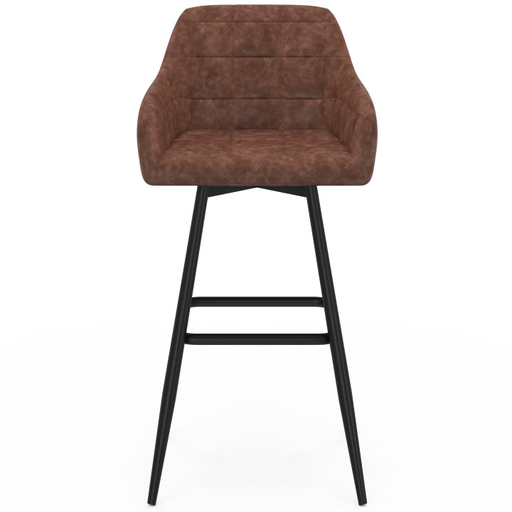 Lot de 4 tabourets de bar MADY avec accoudoirs marron vintage