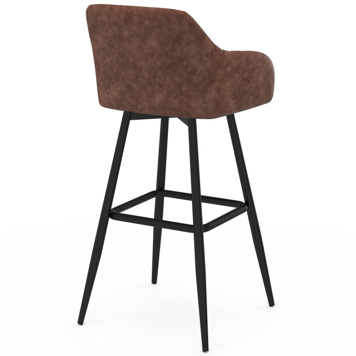 Lot de 4 tabourets de bar MADY avec accoudoirs marron vintage