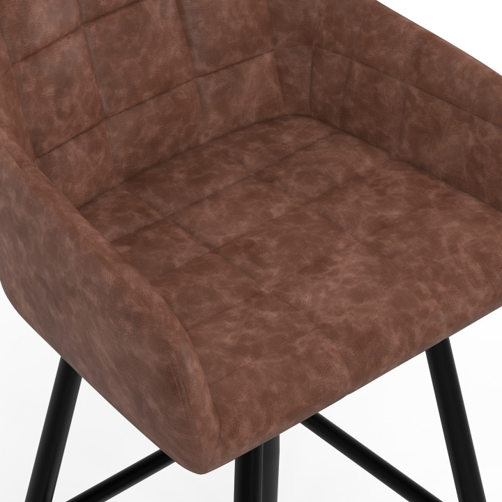 Set van 4 MADY barkrukken met bruine vintage armleuningen