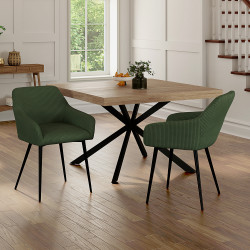 Lot de 2 chaises de salle à manger, fauteuils de table JANY en velours côtelé vert kaki