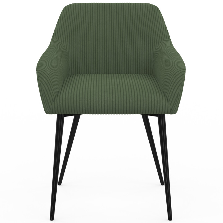 Set di 2 poltrone da tavolo in velluto a coste color kaki - JANY | ID Market