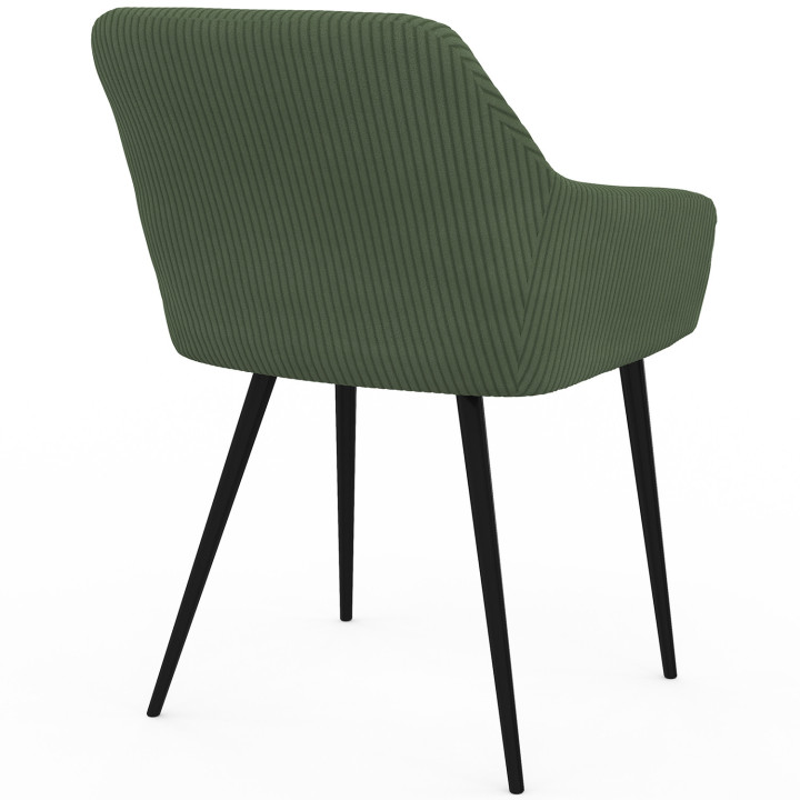 Lot de 2 chaises de salle à manger, fauteuils de table JANY en velours côtelé vert kaki