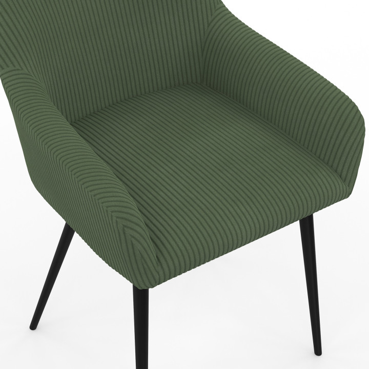 Set di 2 poltrone da tavolo in velluto a coste color kaki - JANY | ID Market