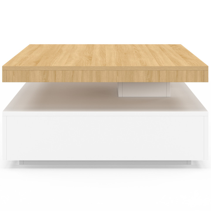 Tavolino quadrato girevole THEA 70 cm legno e bianco