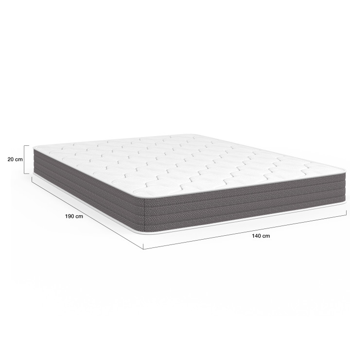 LYANA 140 x 190 cm materasso ibrido a molle e memory foam, spessore 20 cm