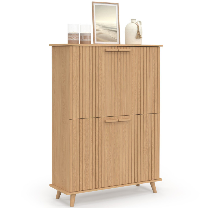 JULIETTE Contenitore a 4 ante in rovere con doghe in legno