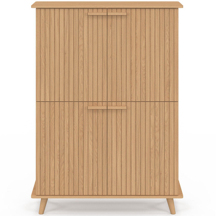 JULIETTE Contenitore a 4 ante in rovere con doghe in legno