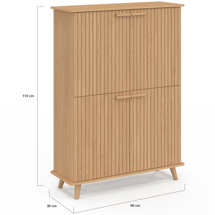 JULIETTE Contenitore a 4 ante in rovere con doghe in legno