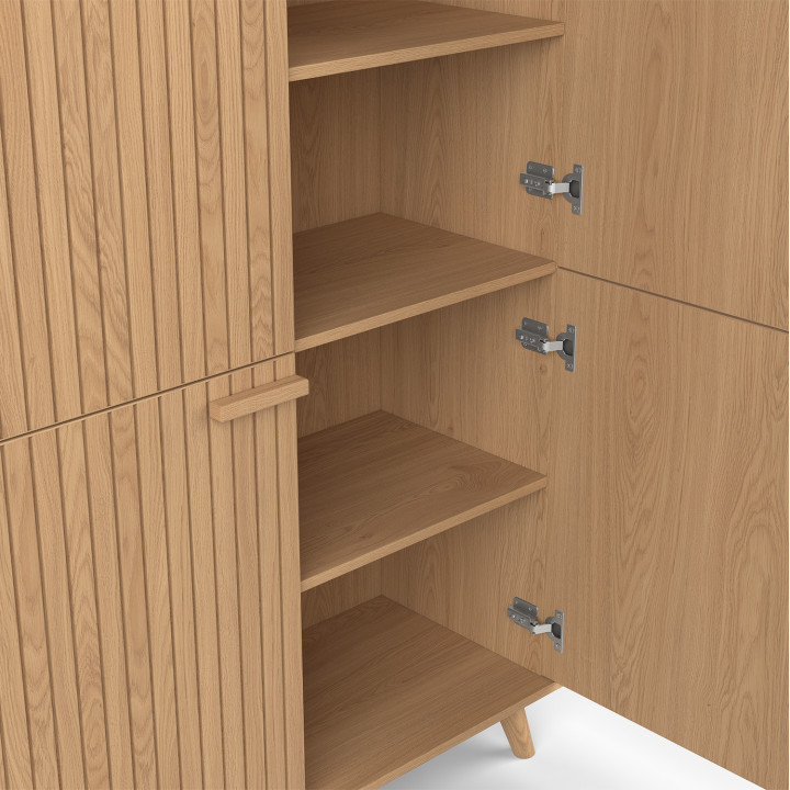 JULIETTE Contenitore a 4 ante in rovere con doghe in legno