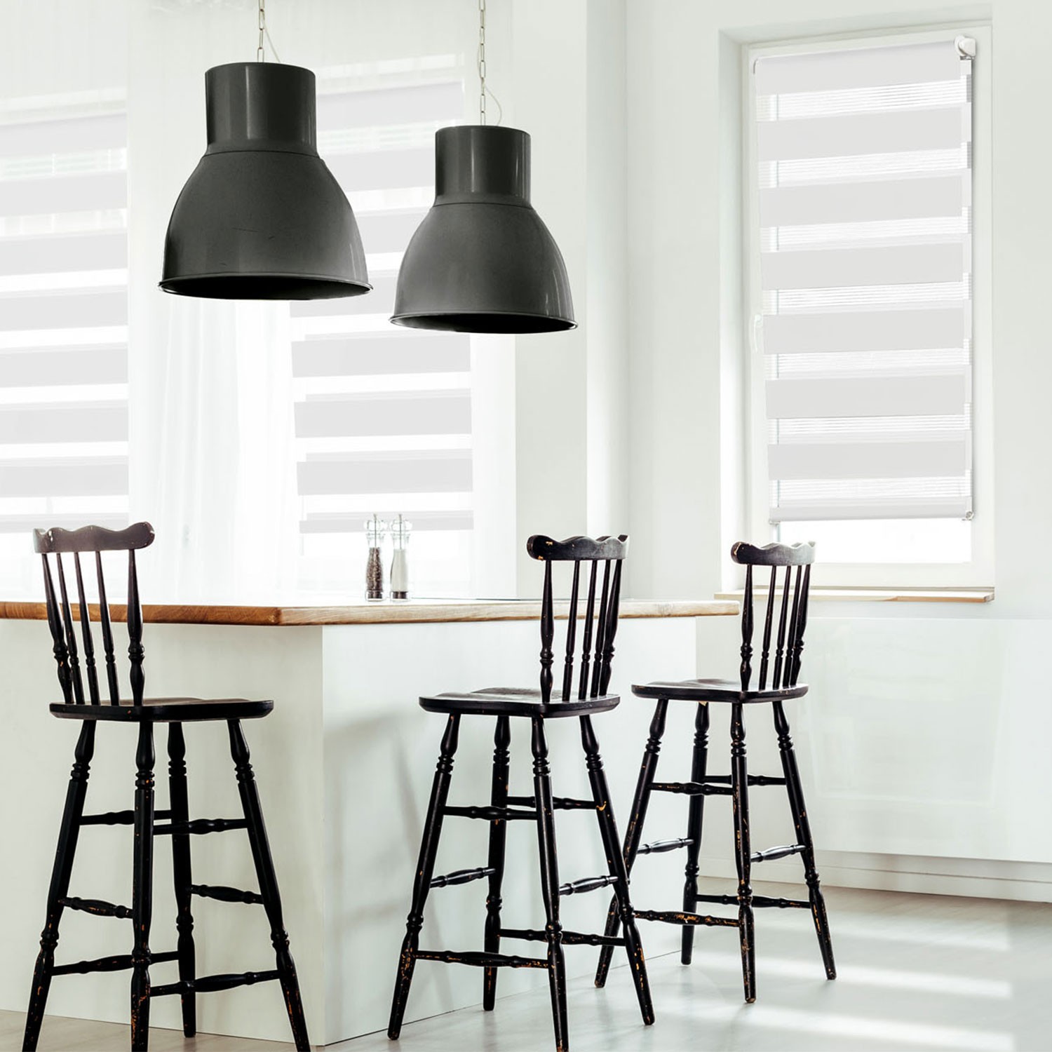 Store Enrouleur Zébré Jour Nuit 60 X 120 Cm Blanc Idmarket