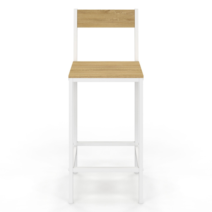 Taburetes de bar de metal blanco y madera industrial - DETROIT | ID Market