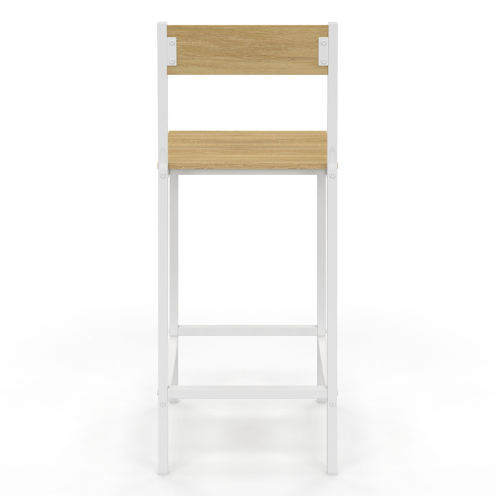 Lot de 4 tabourets de bar DETROIT avec dossier chaise de cuisine design industriel