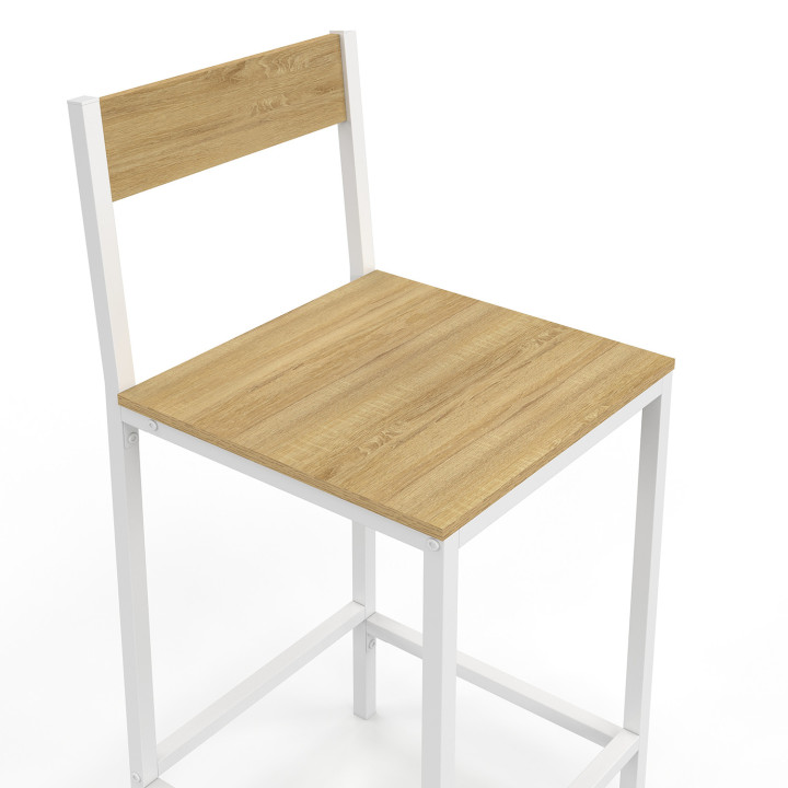 Lot de 4 tabourets de bar DETROIT avec dossier chaise de cuisine design industriel