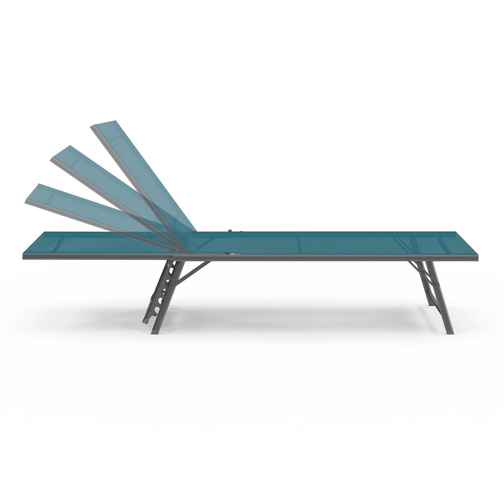 Set van 2 antracietgrijze stalen tuinstoelen met eendenblauwe stof - KAILUA | ID Market