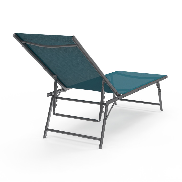 Set van 2 antracietgrijze stalen tuinstoelen met eendenblauwe stof - KAILUA | ID Market