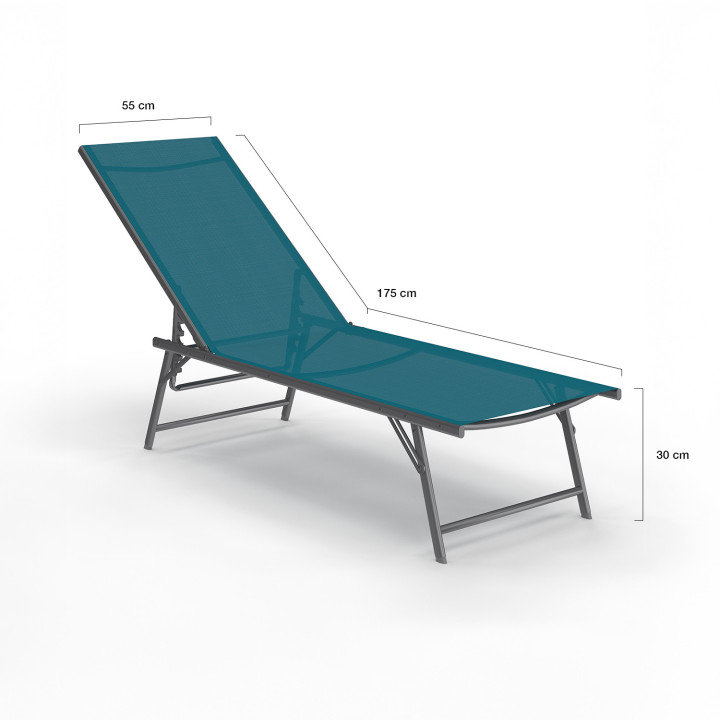 Set van 2 antracietgrijze stalen tuinstoelen met eendenblauwe stof - KAILUA | ID Market