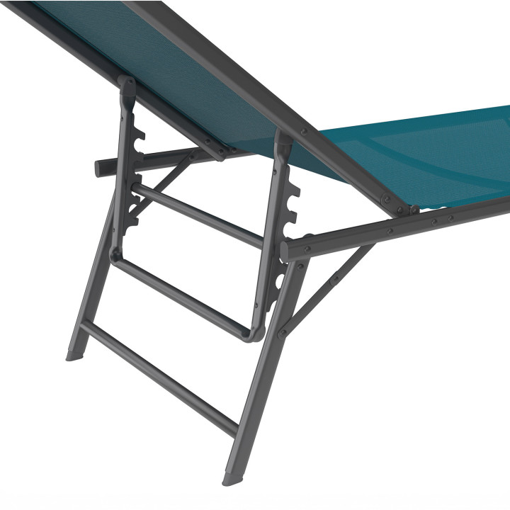 Set van 2 antracietgrijze stalen tuinstoelen met eendenblauwe stof - KAILUA | ID Market