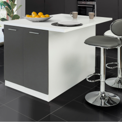Ilot central IVO 120 cm blanc et gris avec plan de travail