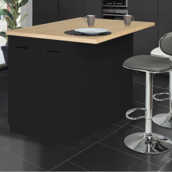 Isla central barata para cocina 120 cm negro y haya imitación - IVO | ID Market