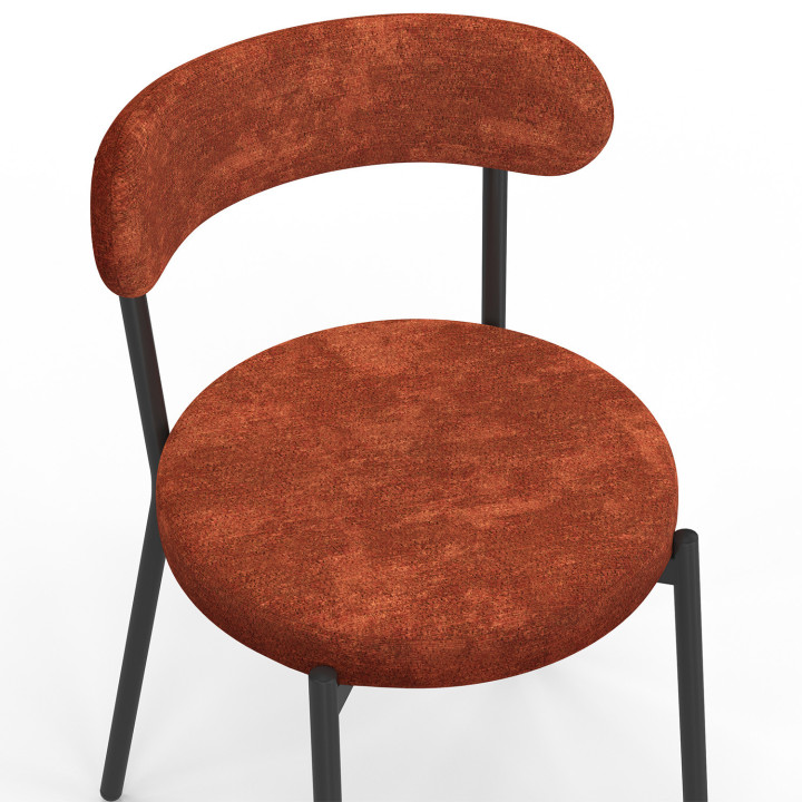 Set di 6 sedie rotonde MIKI in tessuto cinigliato colore misto terracotta x2, ecrù x2, grigio scuro x2 gambe in metallo