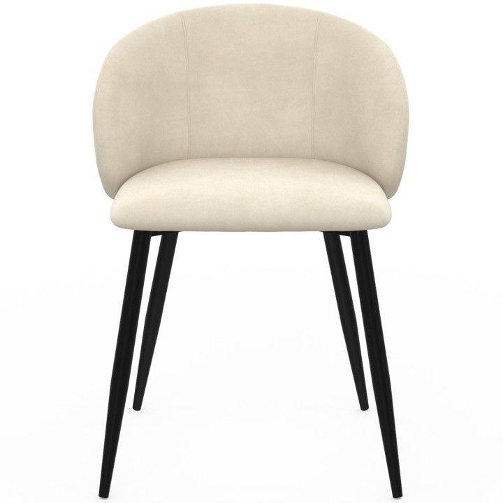 Lote de 6 sillas de comedor KIRA de terciopelo color crema