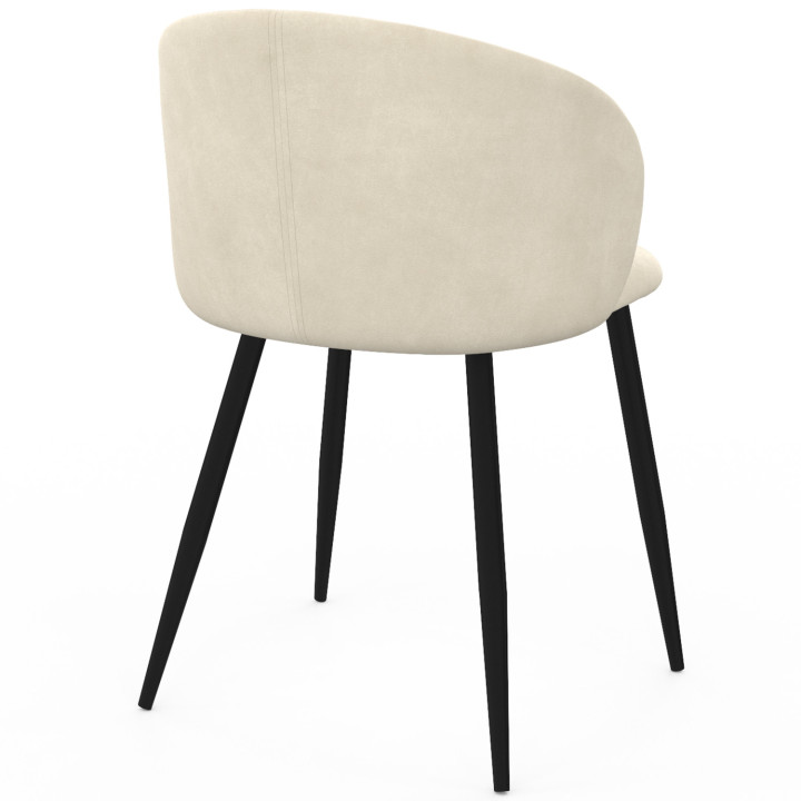 Set van 6 crèmekleurige fluwelen KIRA eetkamerstoelen