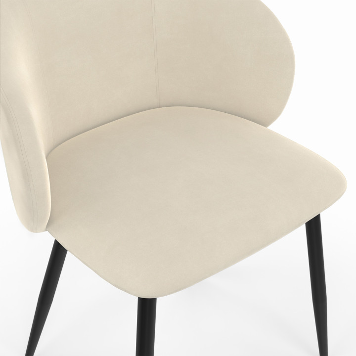 Lot de 6 chaises KIRA en velours crème pour salle à manger
