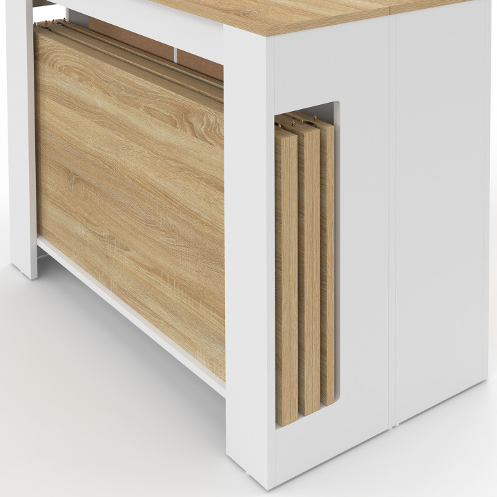 Uitschuifbare buffettafel voor 14 personen, 285 cm, wit hout in beukenhoutlook - ORLANDO