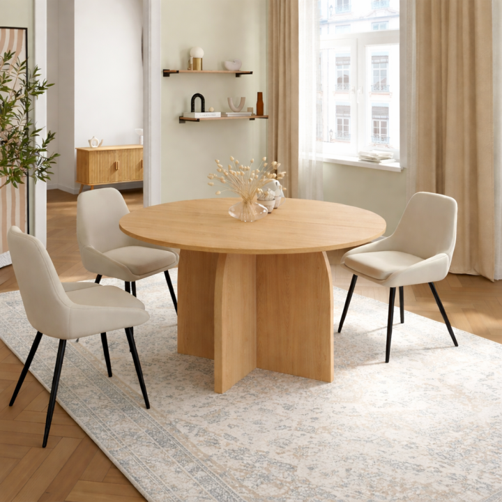 Fixer runder Esstisch 6 Personen Holz Bucheffekt 110 cm - EDITH| IdMarket