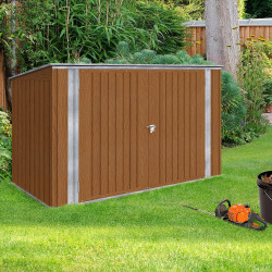 Abri de jardin en métal effet bois verrouillable multi-rangement pour stockage vélos, outils, poubelles