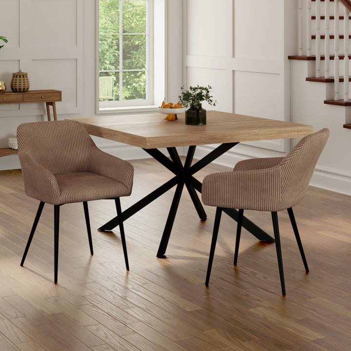 Conjunto de sillas y sillones de comedor de color topo - JANY | España IDMarket