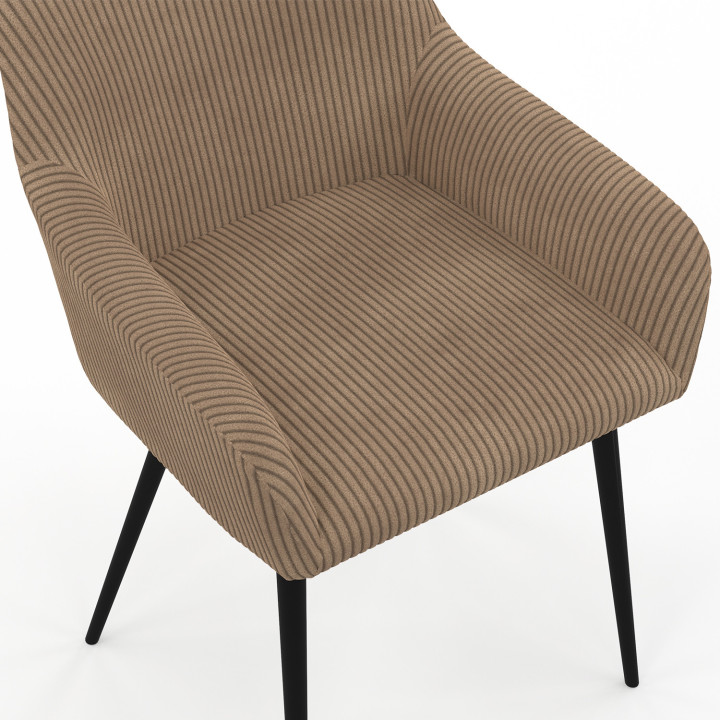 Lot de 2 chaises de salle à manger, fauteuils de table JANY en velours côtelé taupe