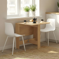 Table console pliable JULIETTE 2-4 personnes lattes tasseaux de bois coloris chêne 103 x 76 cm