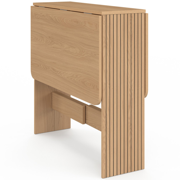 Tavolino pieghevole JULIETTE per 2-4 persone, con doghe in legno color rovere, 103 x 76 cm